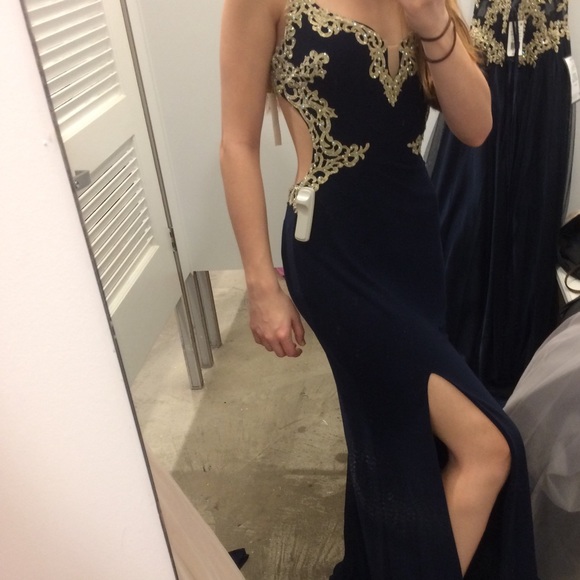 Dresses & Skirts - Navy and Gold Prom/Formal Dress